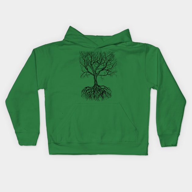 Bare tree with root Kids Hoodie by katerinamk